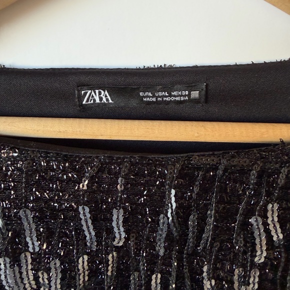 Zara Black Sequin Fringe Blouse - Picture 7 of 9